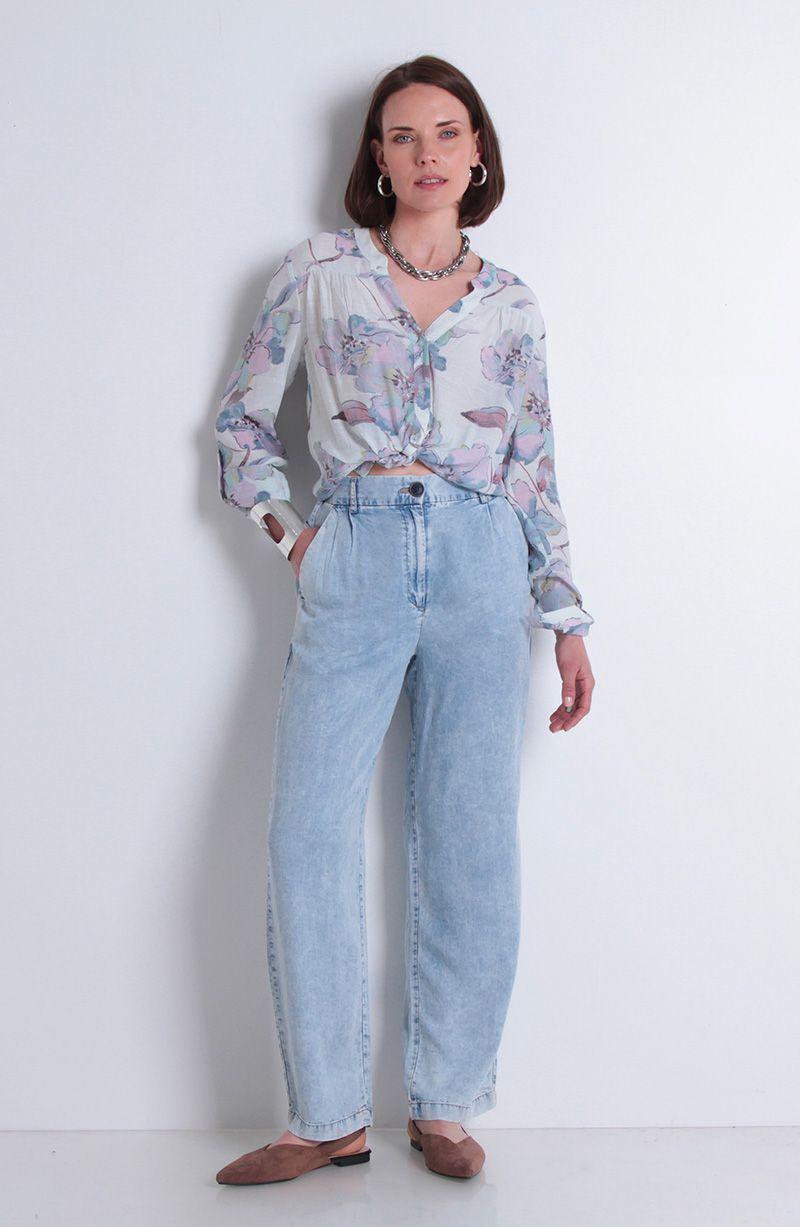 Pantalon Tencel Wide Leg Tiro Alto Pretina Basica 1 Boton-3