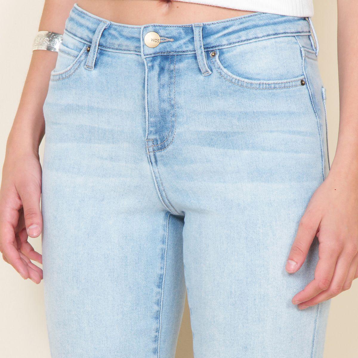 Jeans Recto Tiro Alto Pretina Basica 1 Boton Con Basta Doblada-2