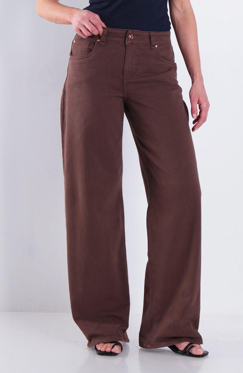 Jeans Wide Leg Tiro Alto  Pretina Basica 1 Boton-6