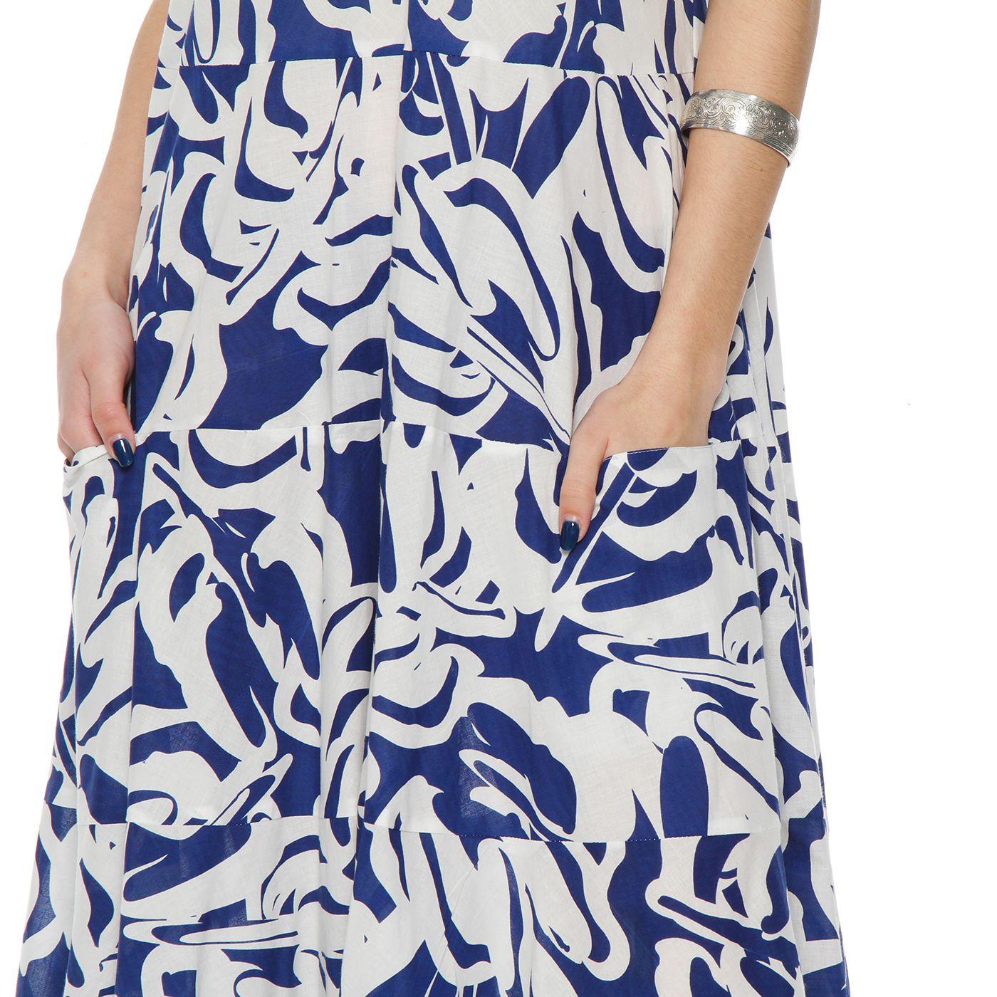 Vestido Sin Manga Estampado  Escote Redondo Con Bolsillo-3