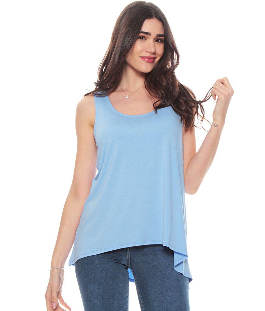 Polera Sin Manga Solida Escote Redondo-0
