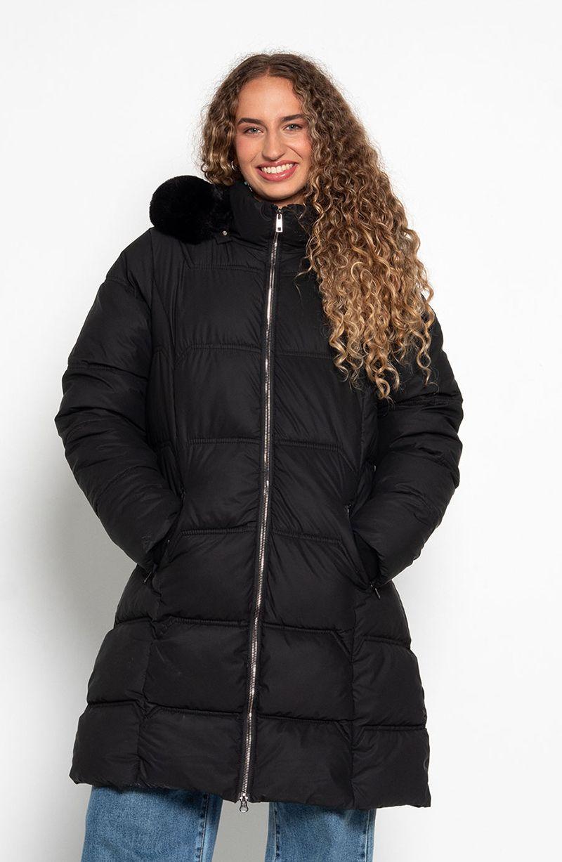 Parka Larga Manga Larga Capucha   Piel Sintetica-0