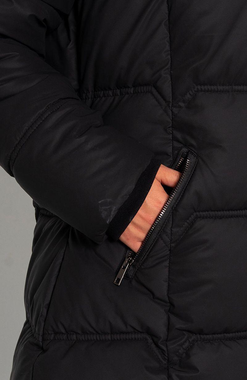 Parka Larga Manga Larga Capucha   Piel Sintetica-2