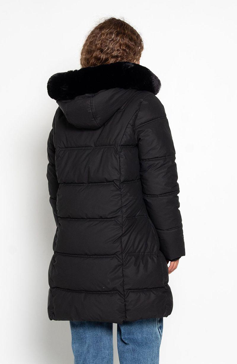 Parka Larga Manga Larga Capucha   Piel Sintetica-6