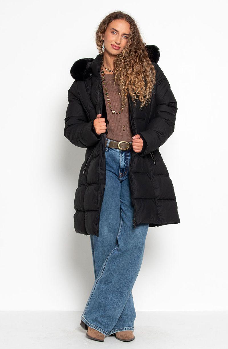 Parka Larga Manga Larga Capucha   Piel Sintetica-8