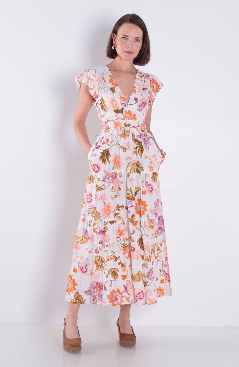 Vestido Estampado Manga Corta Escote V-5