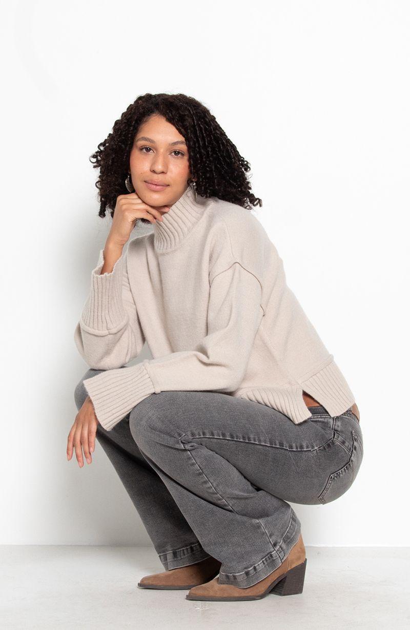 Sweater Manga   Larga Cuello Alto-3