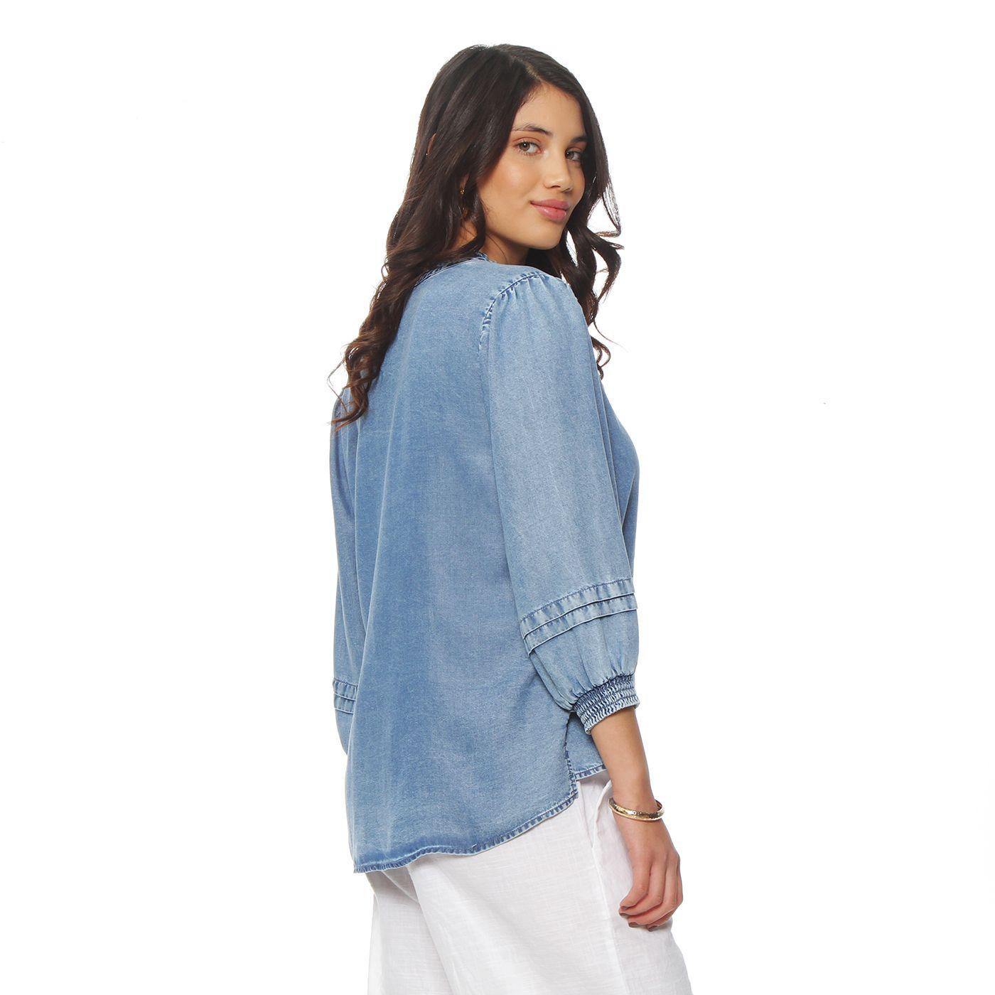 Blusa Manga Larga Lyocell  Abotonada En Delantero-5