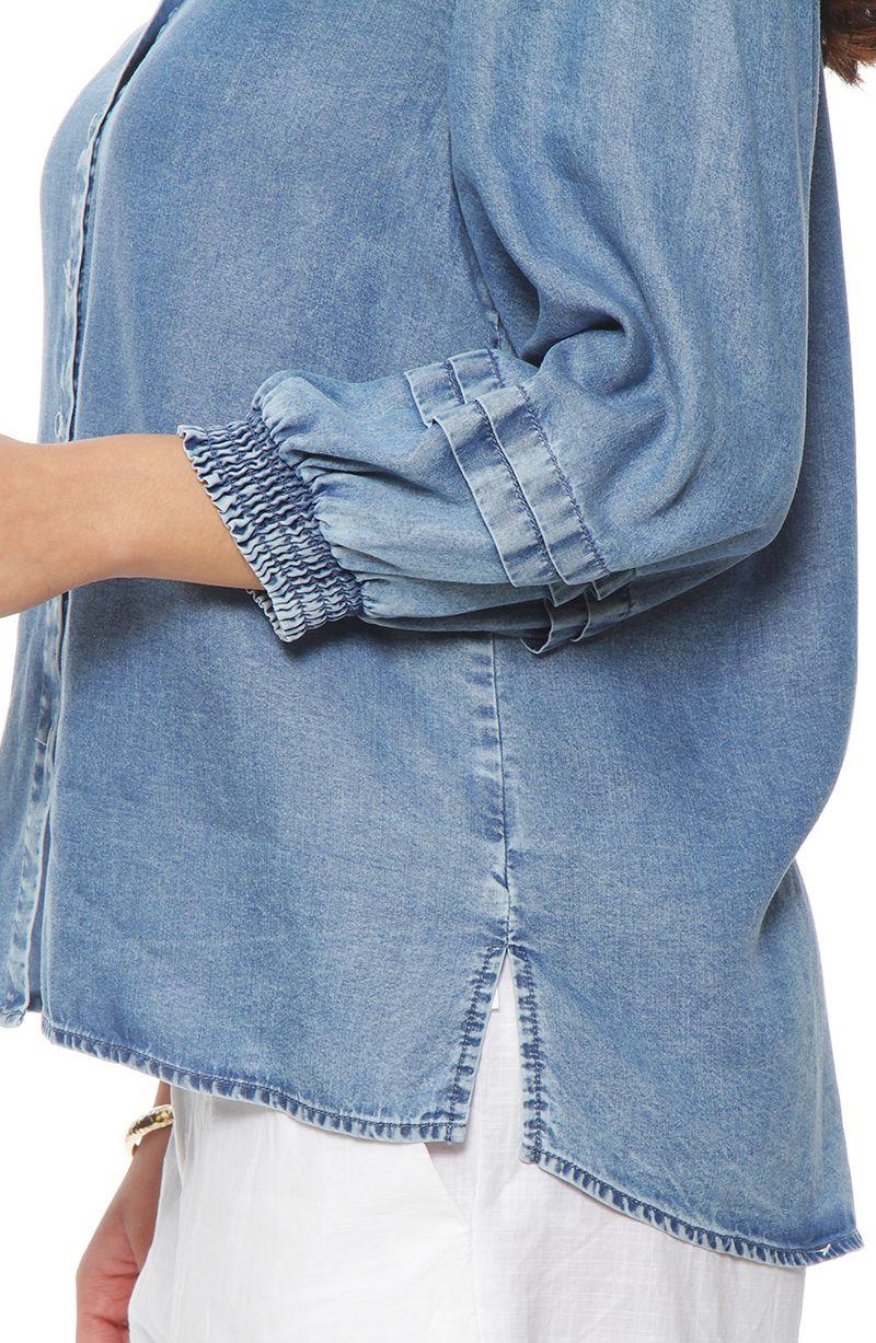 Blusa Manga Larga Lyocell  Abotonada En Delantero-3