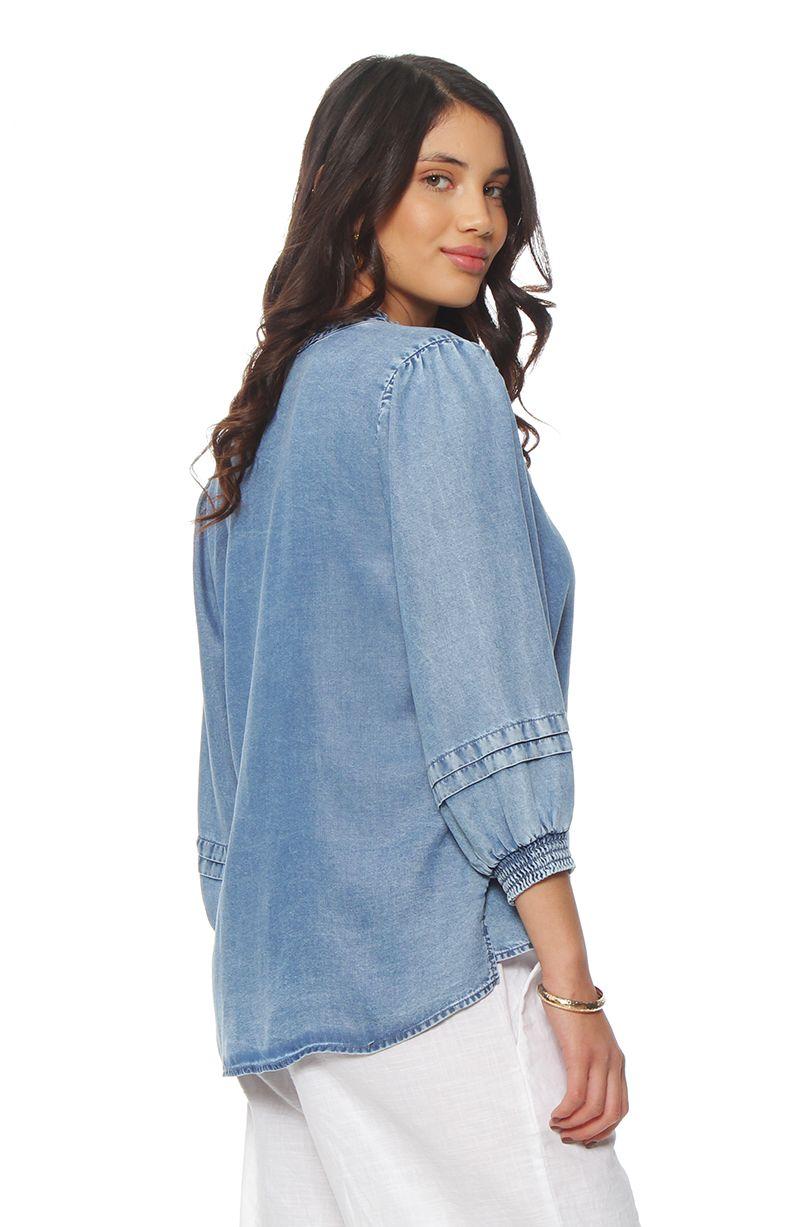 Blusa Manga Larga Lyocell  Abotonada En Delantero-5