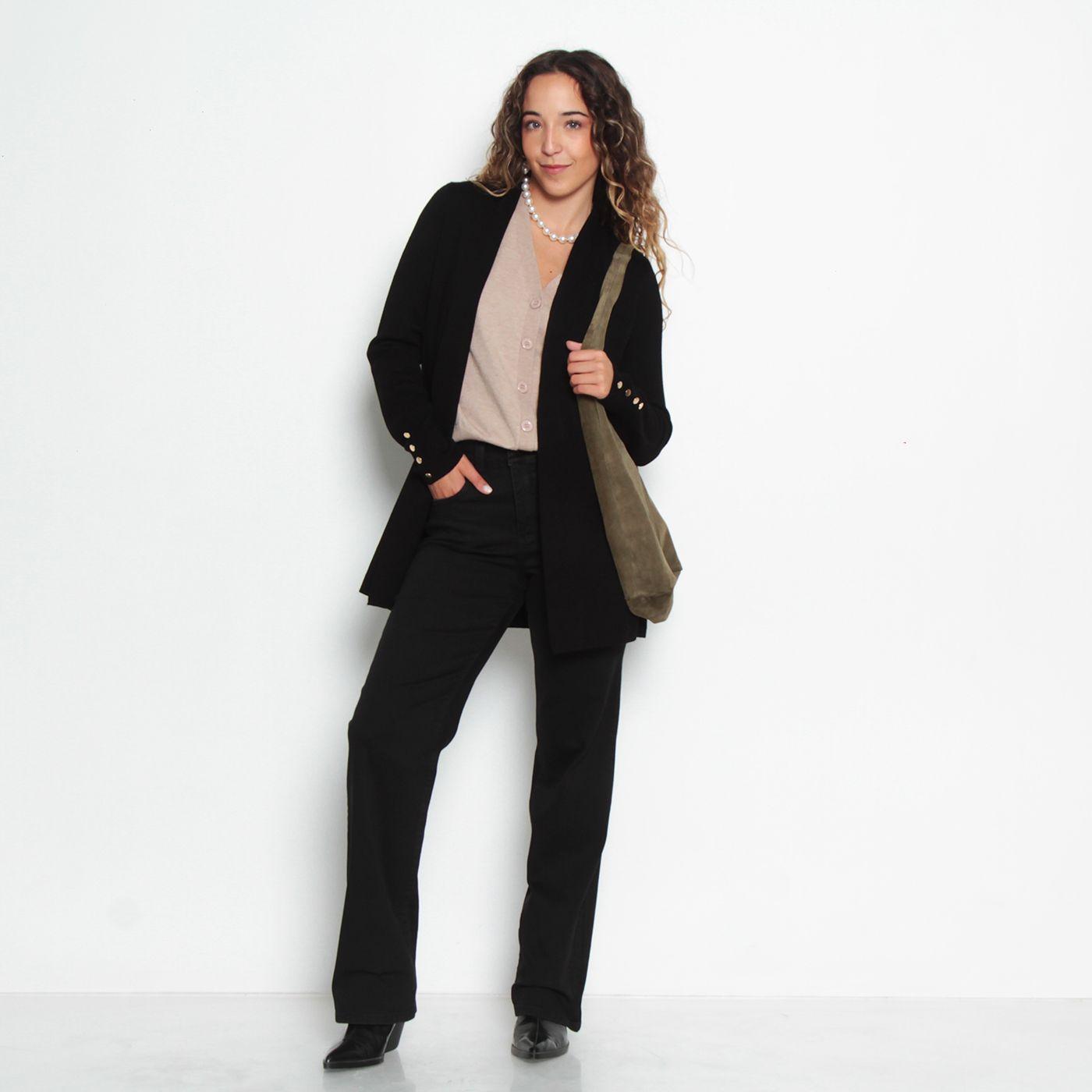 Chaleco Manga Larga  Con   Botones En Los Punos-3