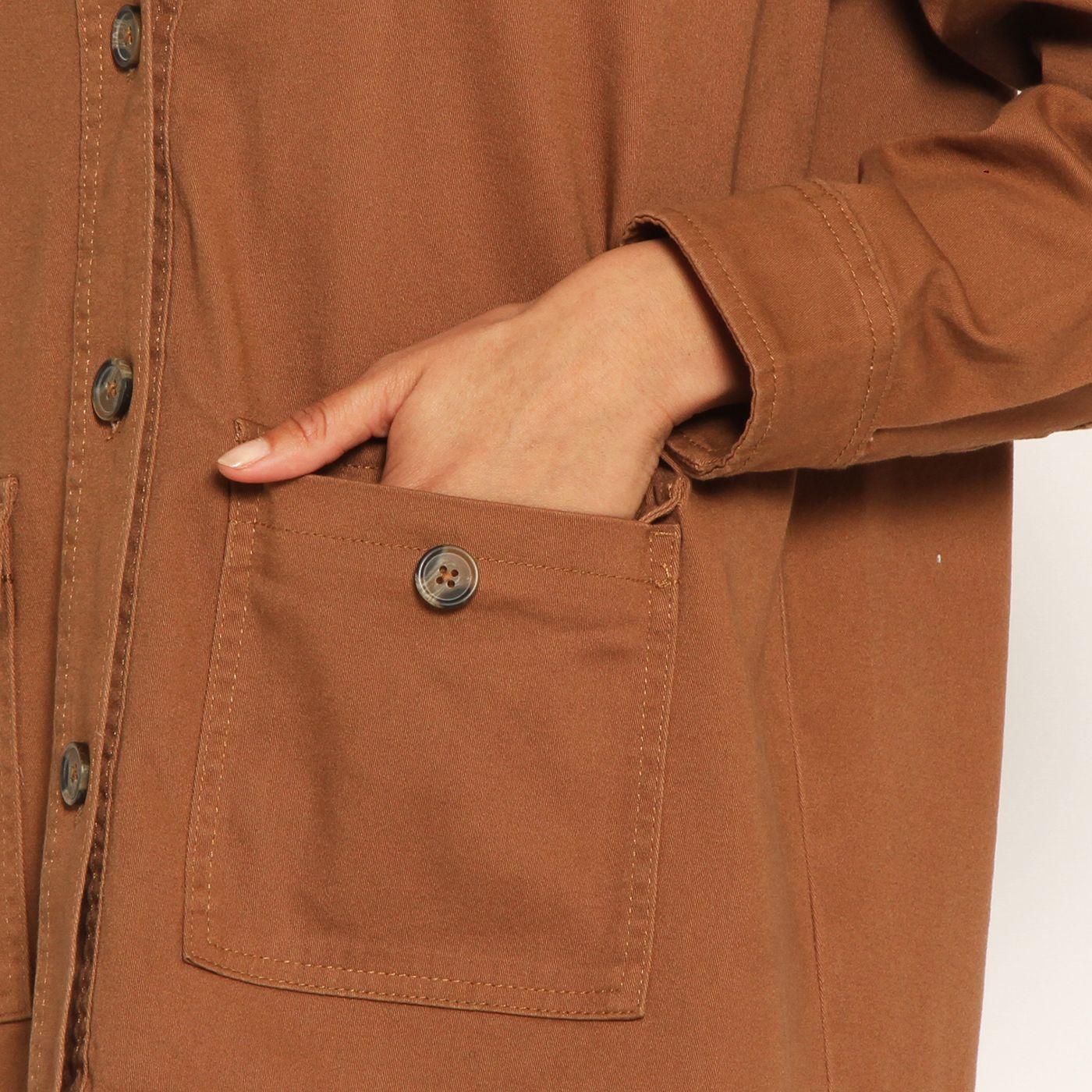 Chaqueta Manga Larga Gabardina Con Bolsillos Y Cuello-3
