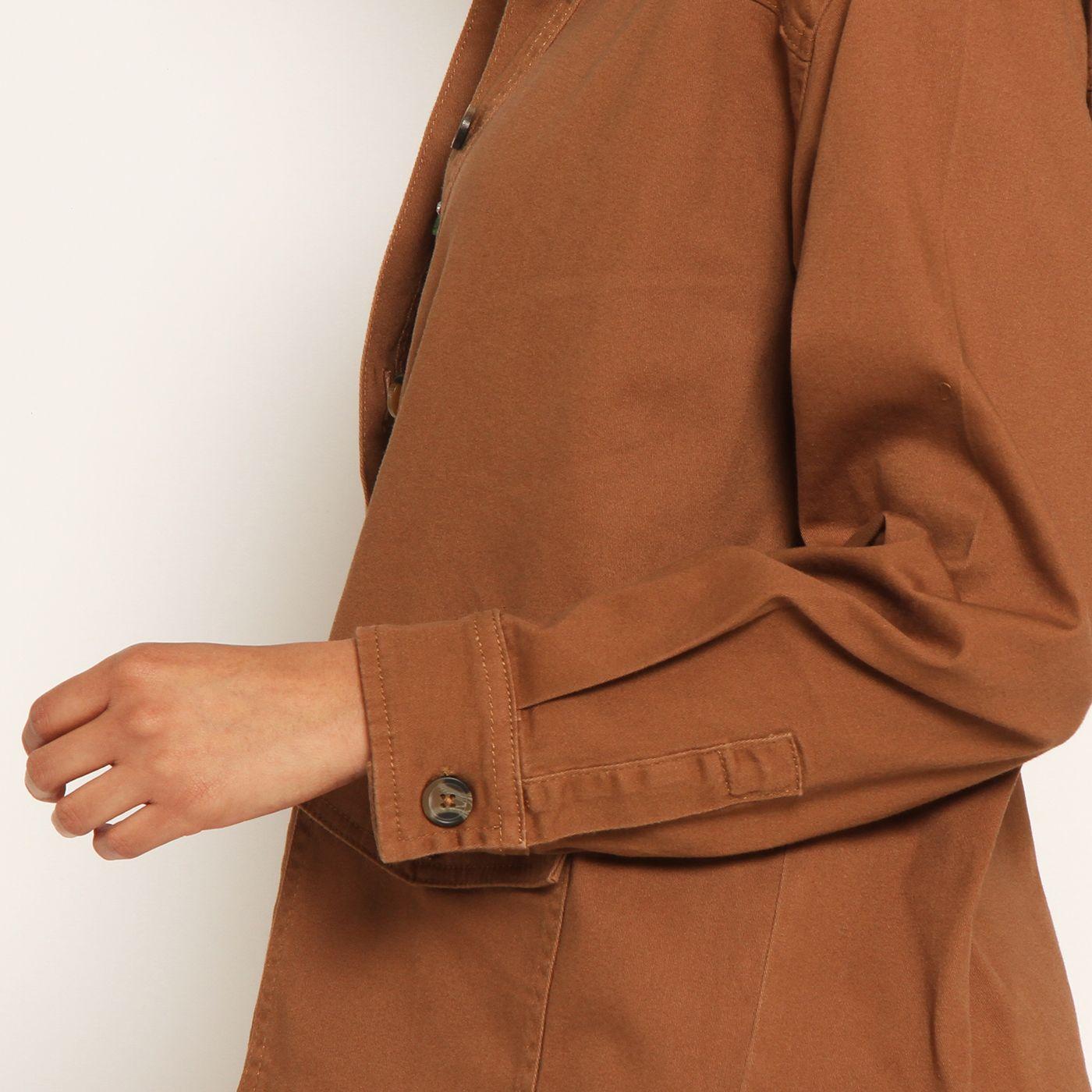 Chaqueta Manga Larga Gabardina Con Bolsillos Y Cuello-4