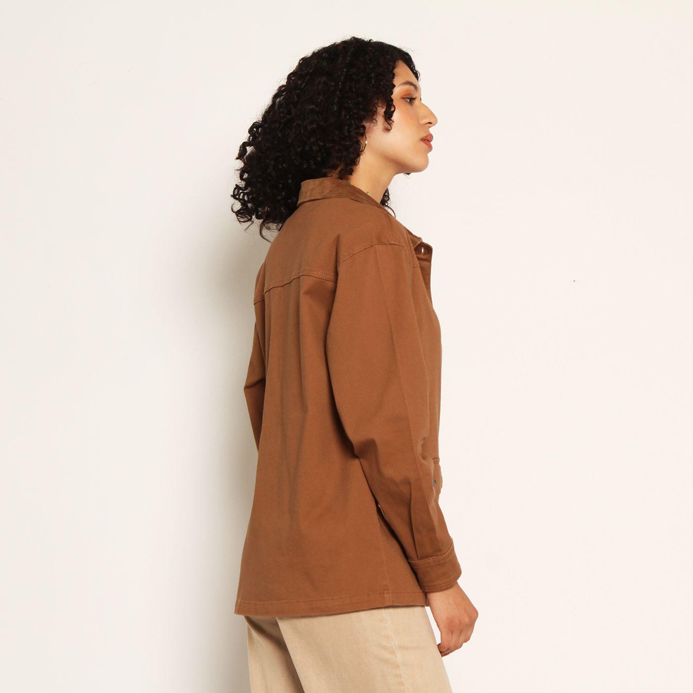 Chaqueta Manga Larga Gabardina Con Bolsillos Y Cuello-5