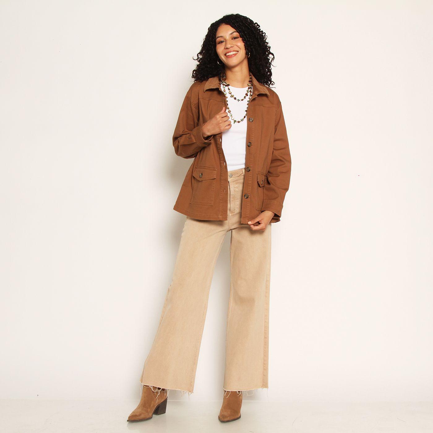 Chaqueta Manga Larga Gabardina Con Bolsillos Y Cuello-6