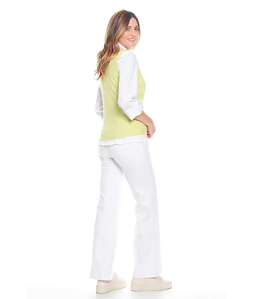 Sweater Sin Manga Solido Escote V-8