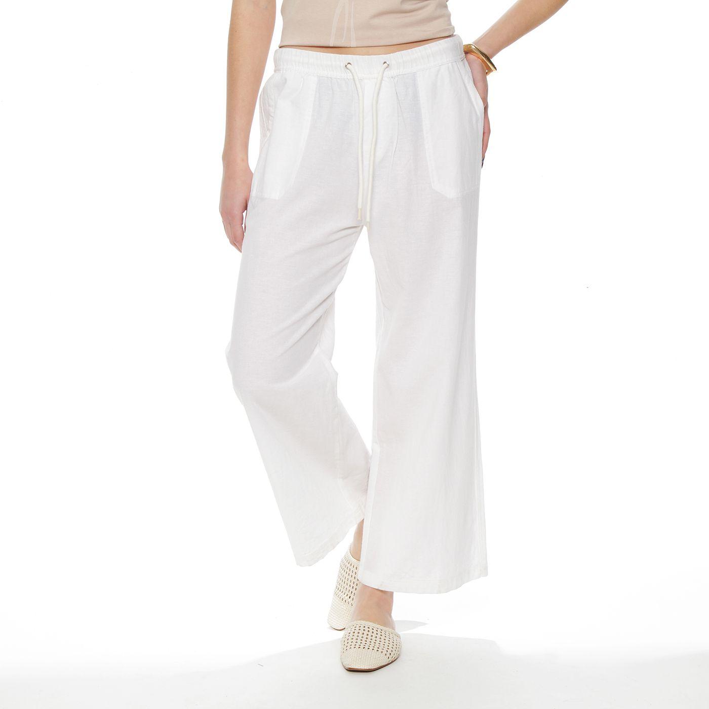 Pantalon Crop  Lino Tiro Alto Pretina Elasticada-0