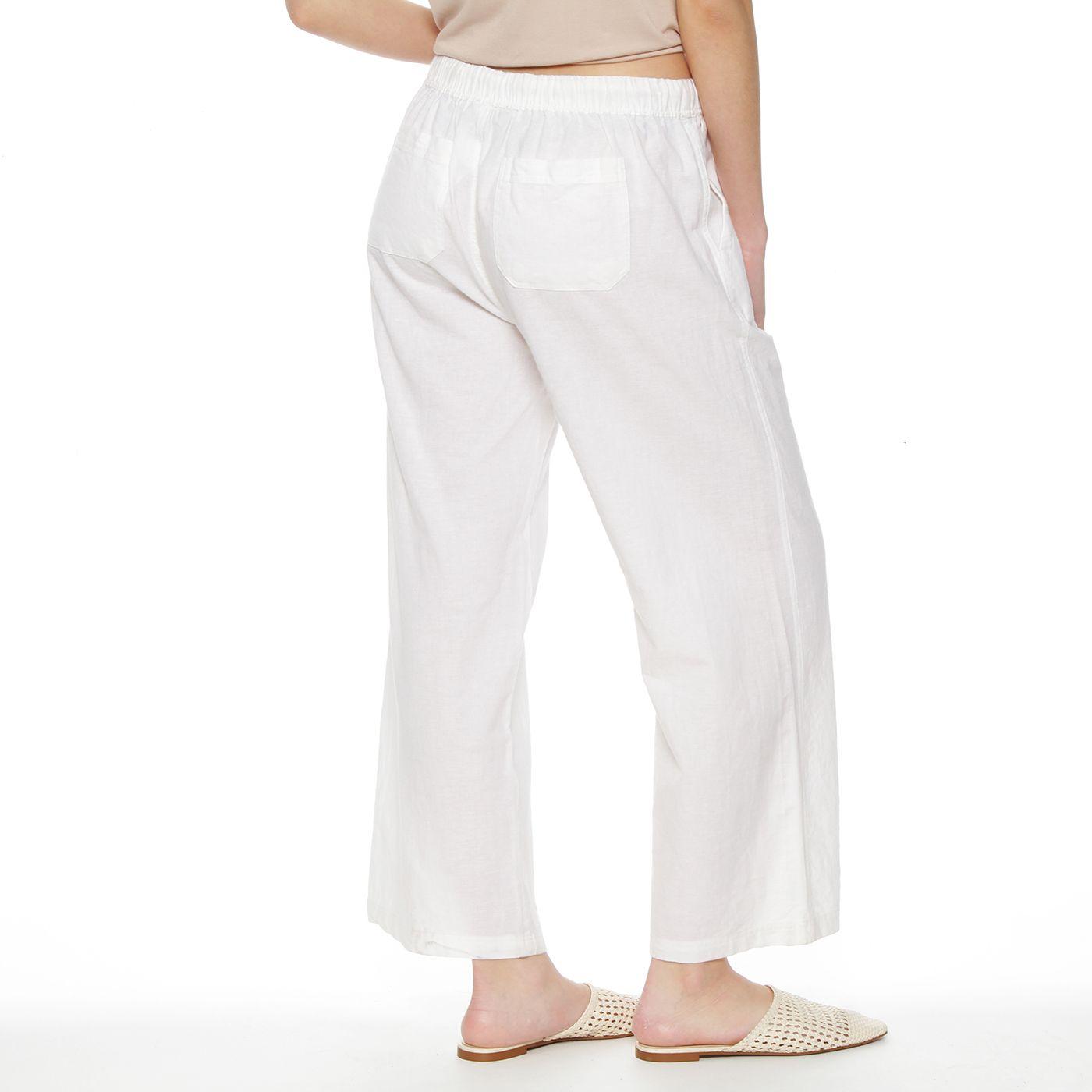 Pantalon Crop  Lino Tiro Alto Pretina Elasticada-1