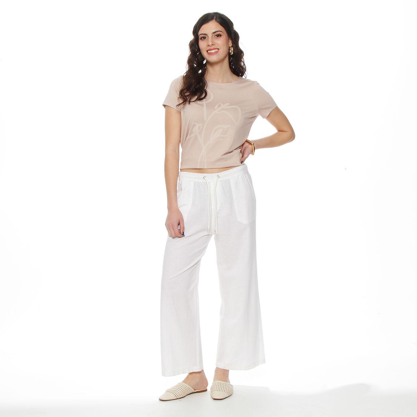 Pantalon Crop  Lino Tiro Alto Pretina Elasticada-4