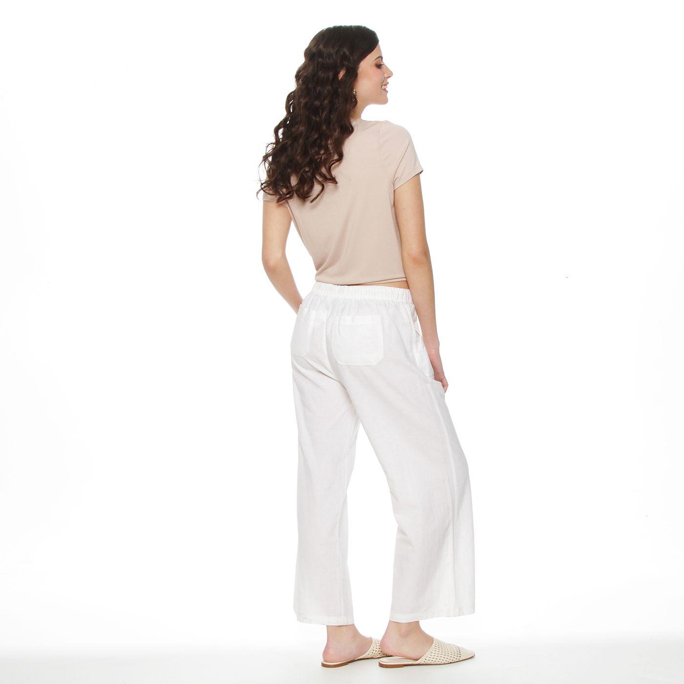 Pantalon Crop  Lino Tiro Alto Pretina Elasticada-6