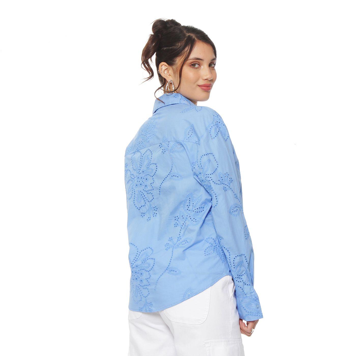 Blusa Manga Larga Embroidery  Abotonada En Delantero-4