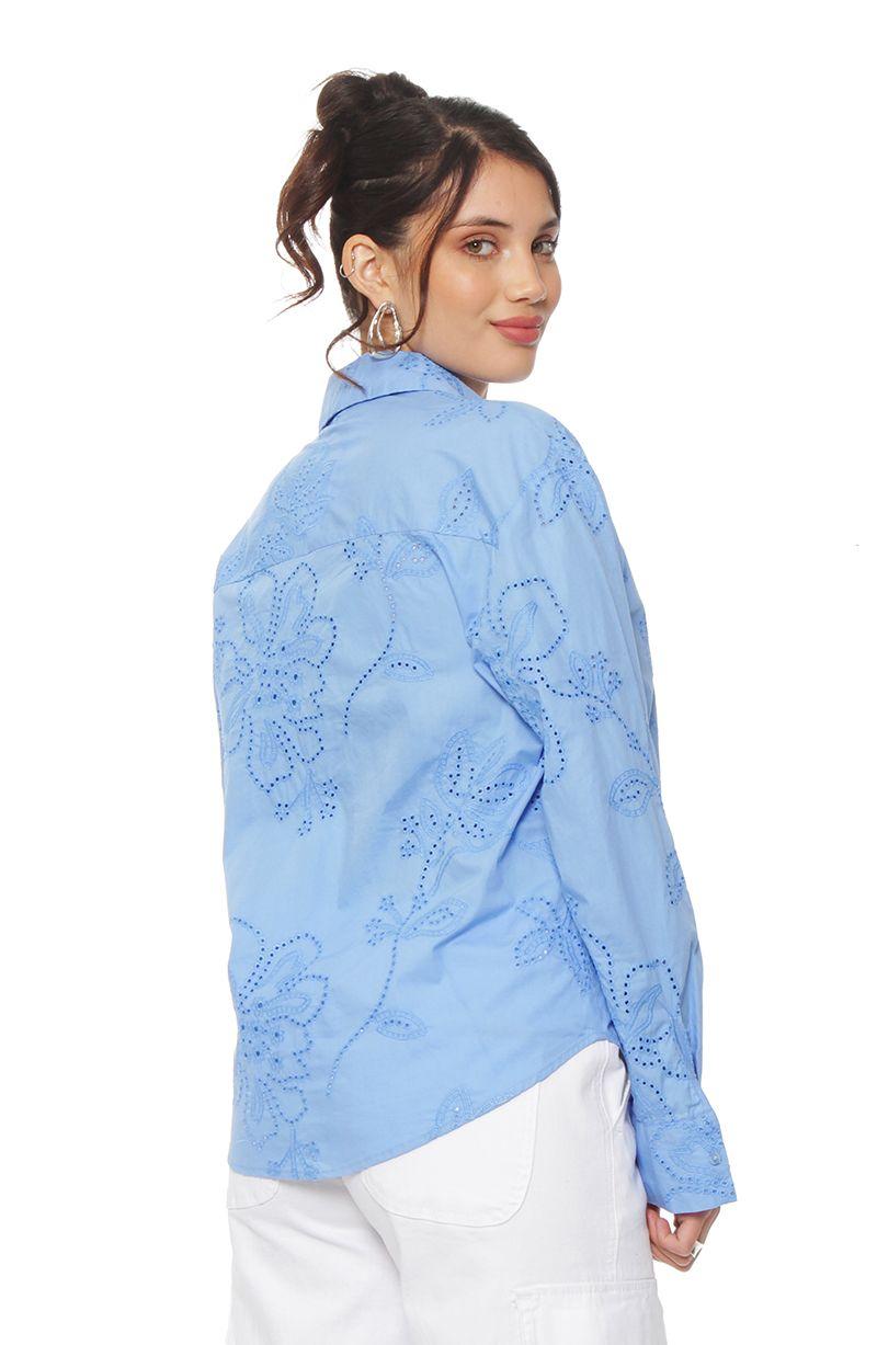 Blusa Manga Larga Embroidery  Abotonada En Delantero-3