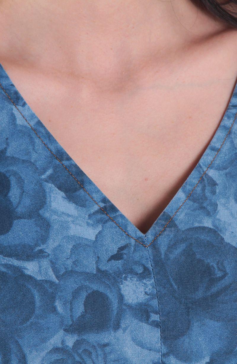 Vestido Manga Corta Lyocell Estampado Escote V-2