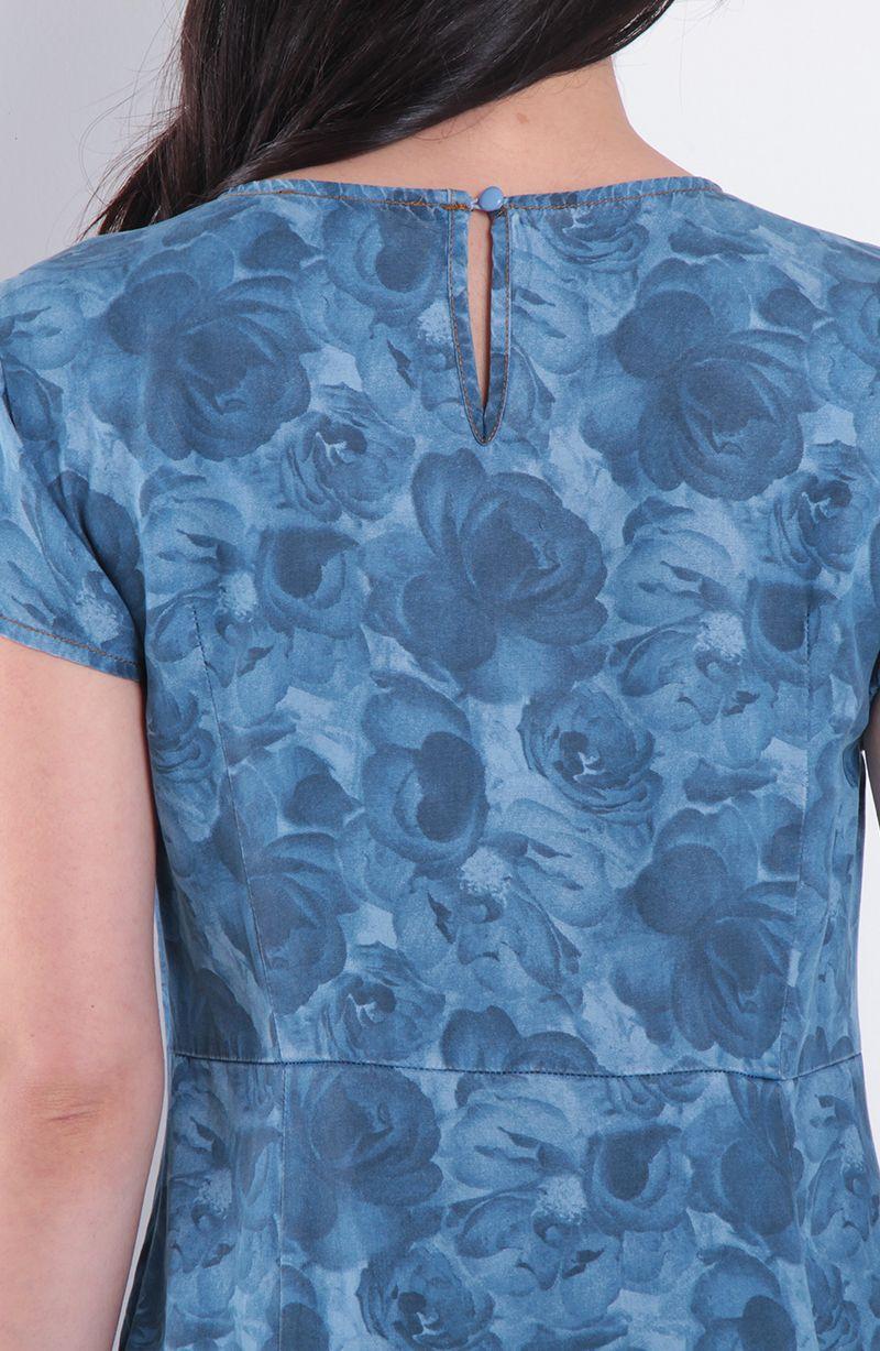Vestido Manga Corta Lyocell Estampado Escote V-4