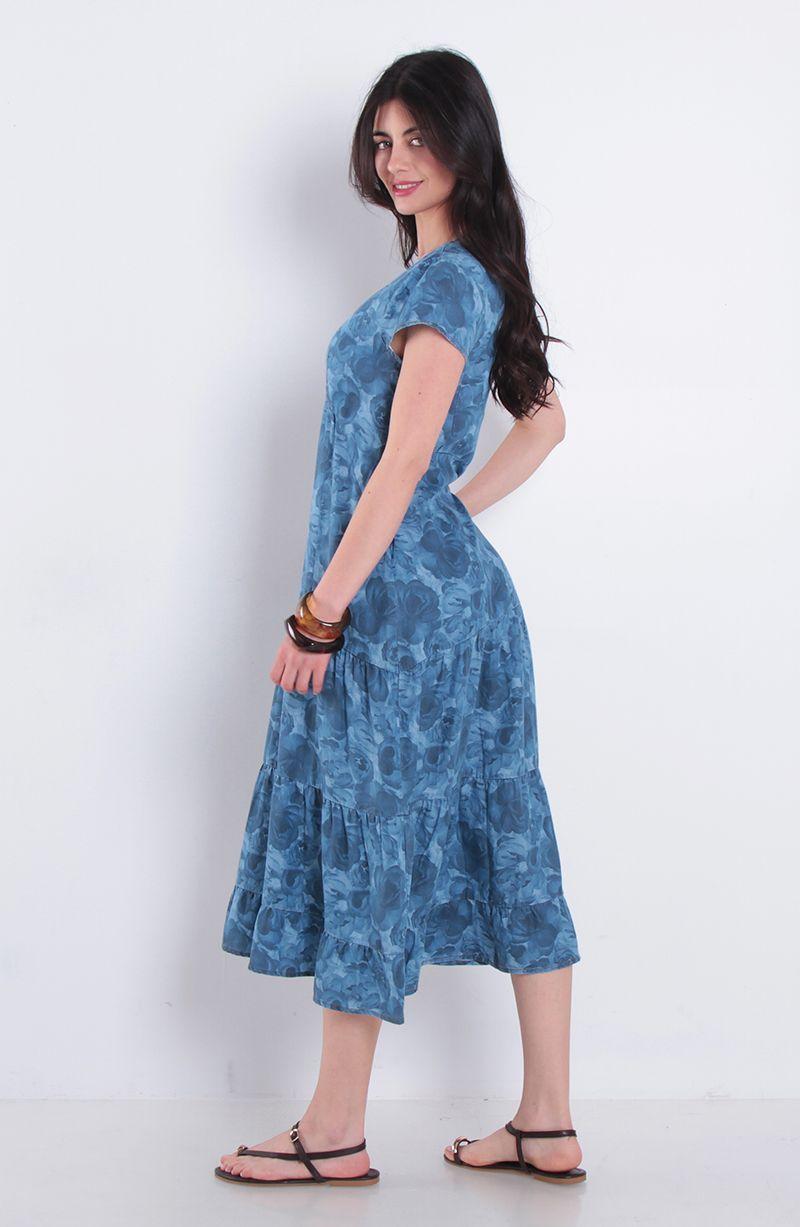 Vestido Manga Corta Lyocell Estampado Escote V-5