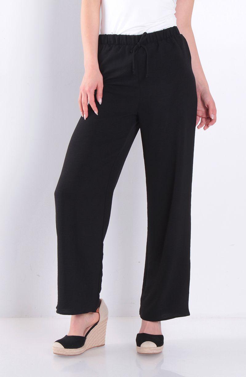 Pantalon Wide Leg Tiro Alto Pretina Elasticada-0