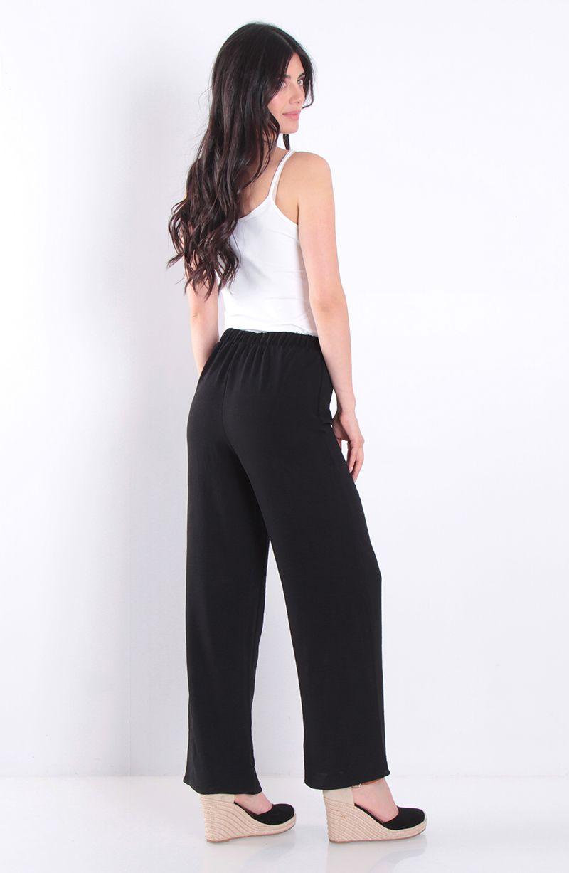 Pantalon Wide Leg Tiro Alto Pretina Elasticada-4