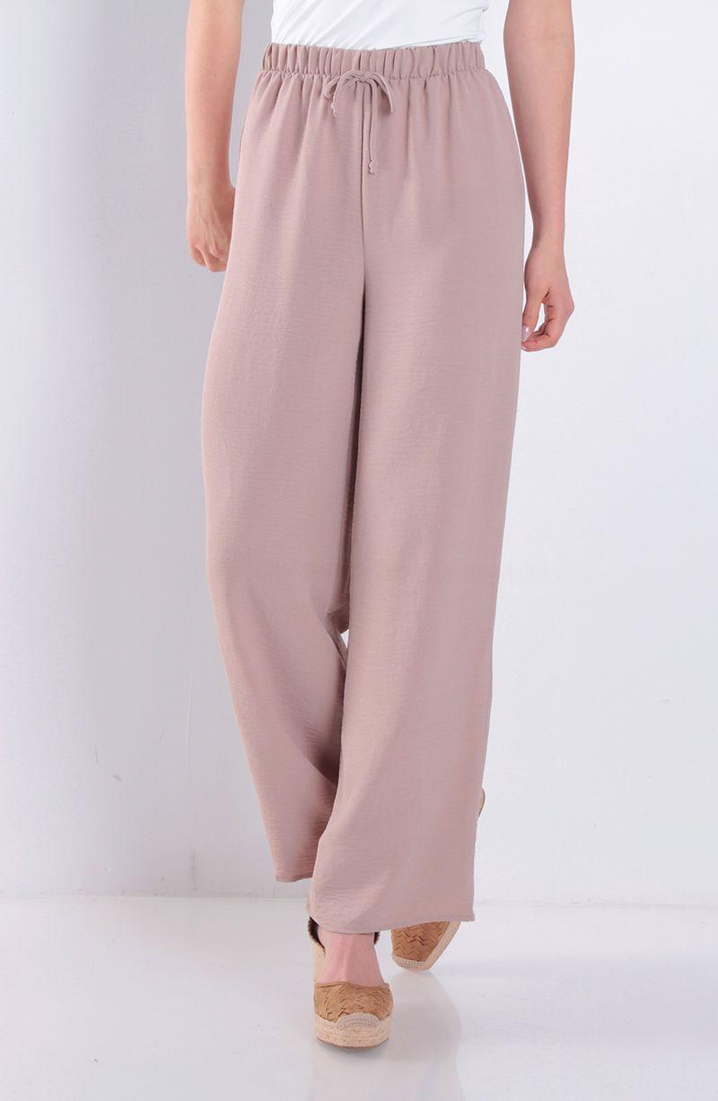 Pantalon Wide Leg Tiro Alto Pretina Elasticada-0