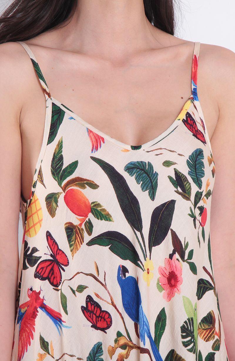 Vestido Estampado Sin Manga Escote V-1