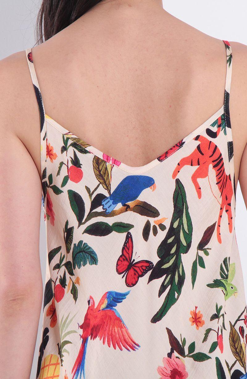 Vestido Estampado Sin Manga Escote V-2