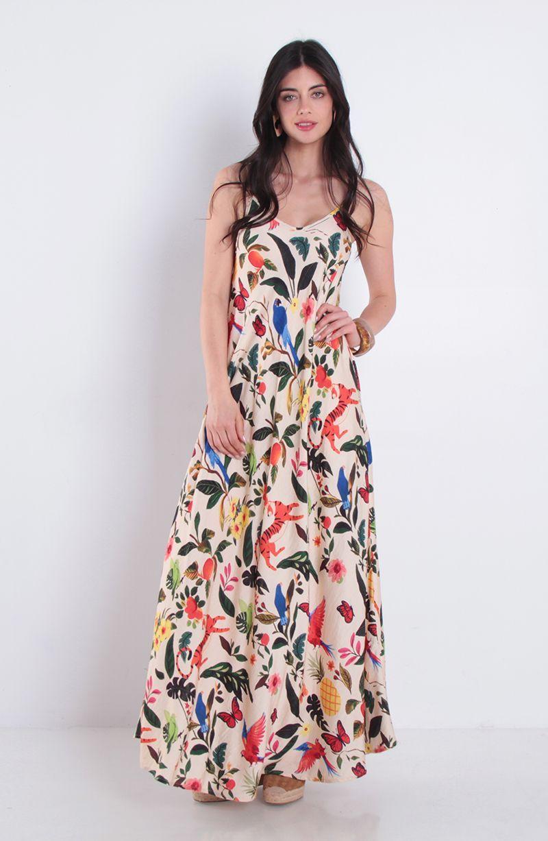 Vestido Estampado Sin Manga Escote V-3