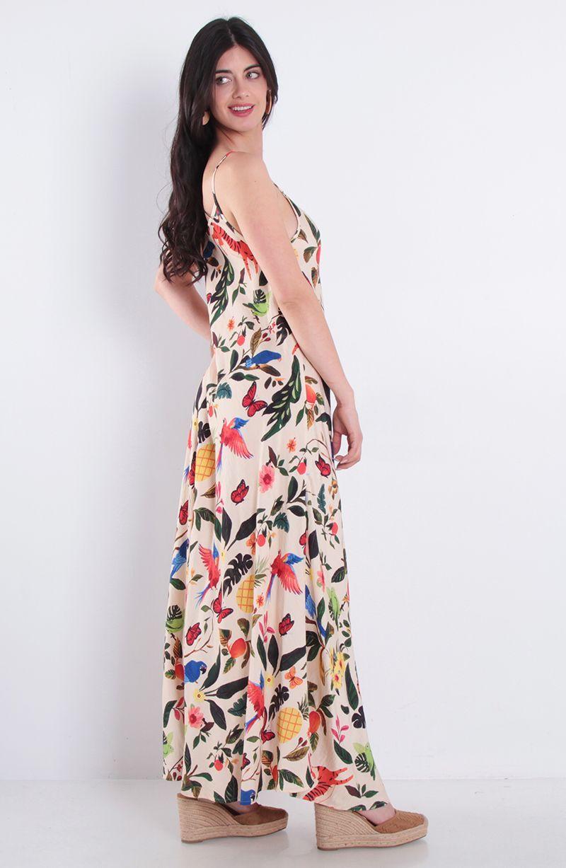 Vestido Estampado Sin Manga Escote V-4