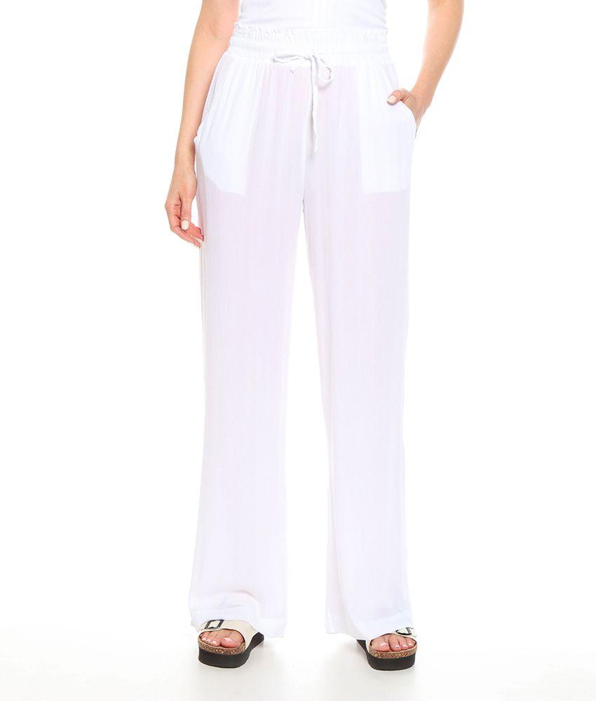 Pantalon Palazzo Solido Bolsillo Delantero Pretina Ajustable-0