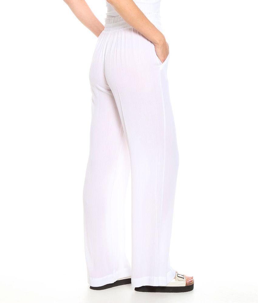 Pantalon Palazzo Solido Bolsillo Delantero Pretina Ajustable-1