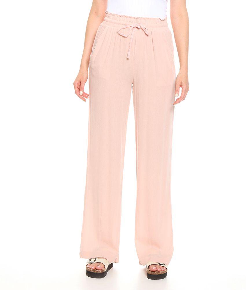 Pantalon Palazzo Solido Bolsillo Delantero Pretina Ajustable-0