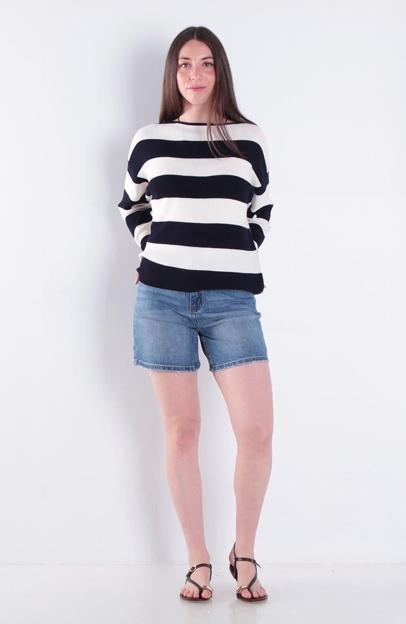 Sweater Manga Larga Listado Escote Bote-2