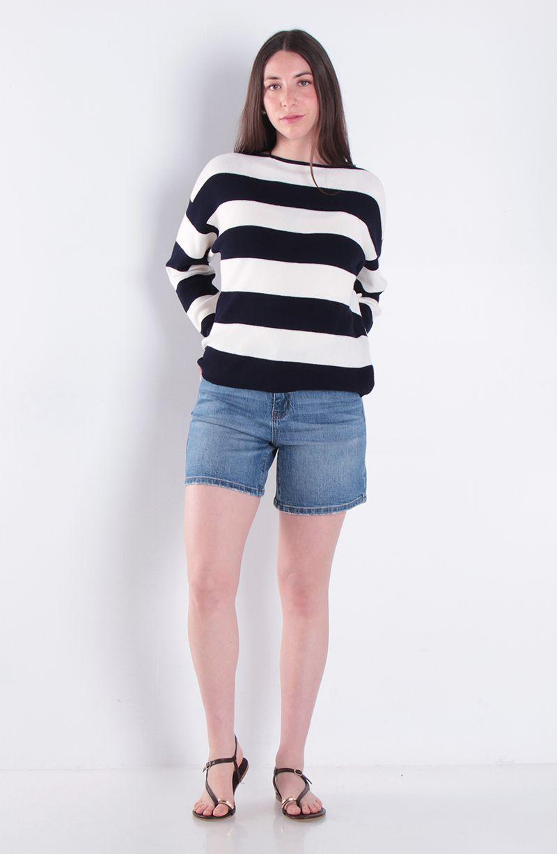 Sweater Manga Larga Listado Escote Bote-3