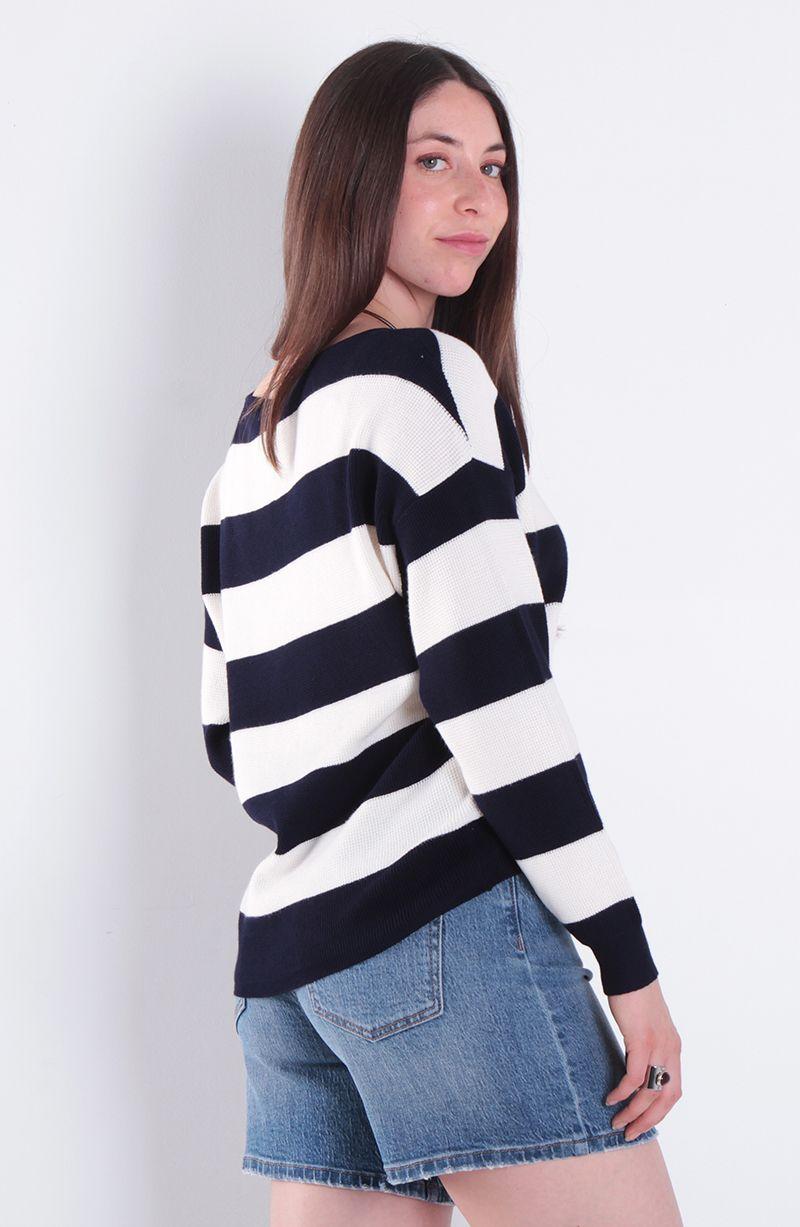 Sweater Manga Larga Listado Escote Bote-4