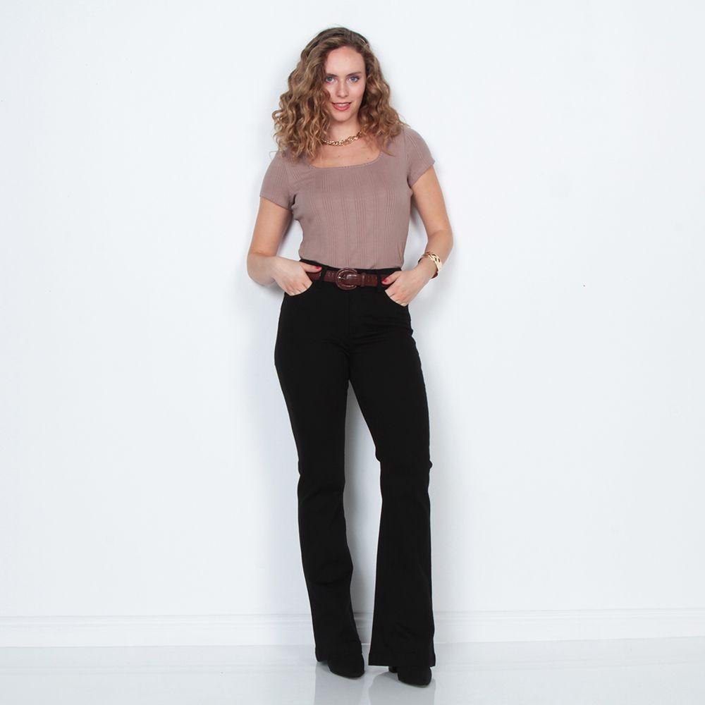 Jeans Flare Tiro Alto Pretina Pretina 1 Boton-8