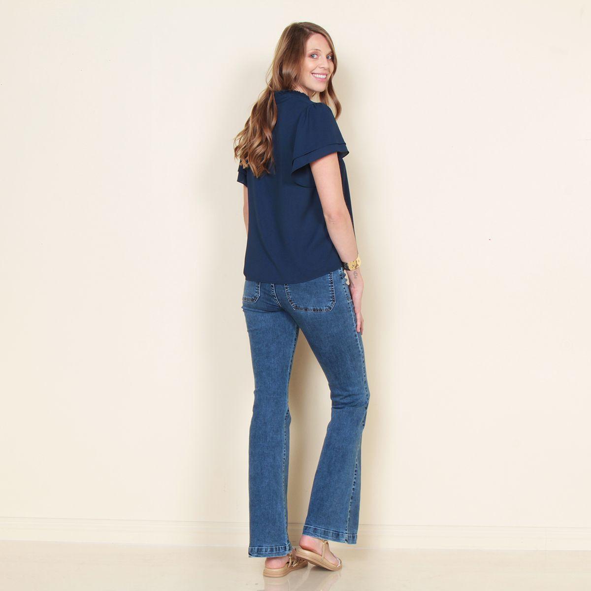 Blusa Manga Corta Abotonada Solida-1