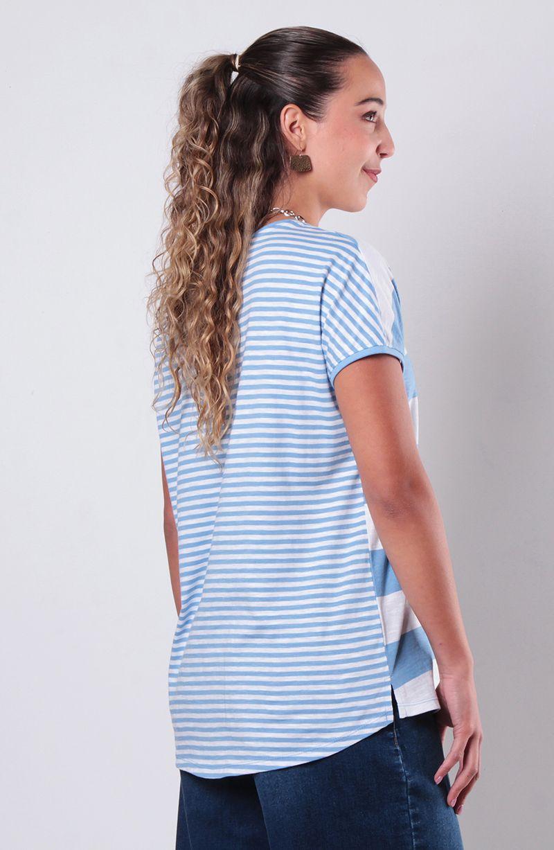 Polera Manga Corta Listada Escote   Redondo-2