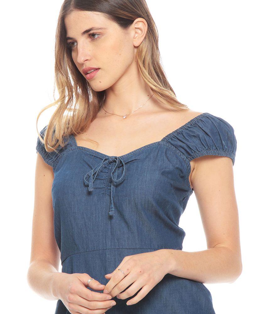 Enterito Manga Corta Con Elastico Denim Escote Corazon-3