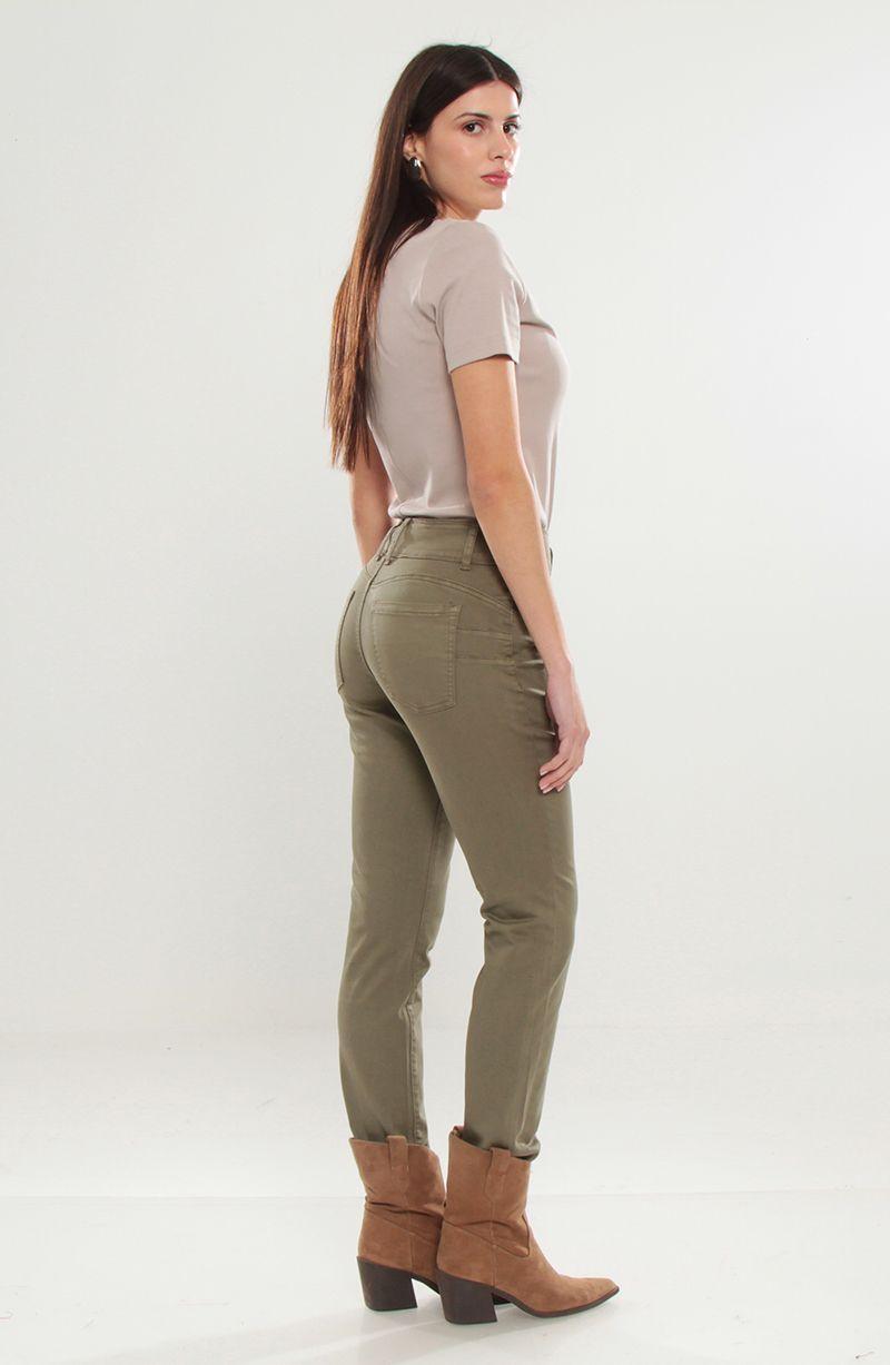 Pantalon Recto Tiro Alto Pretina Media 2 Botones Push Up-2