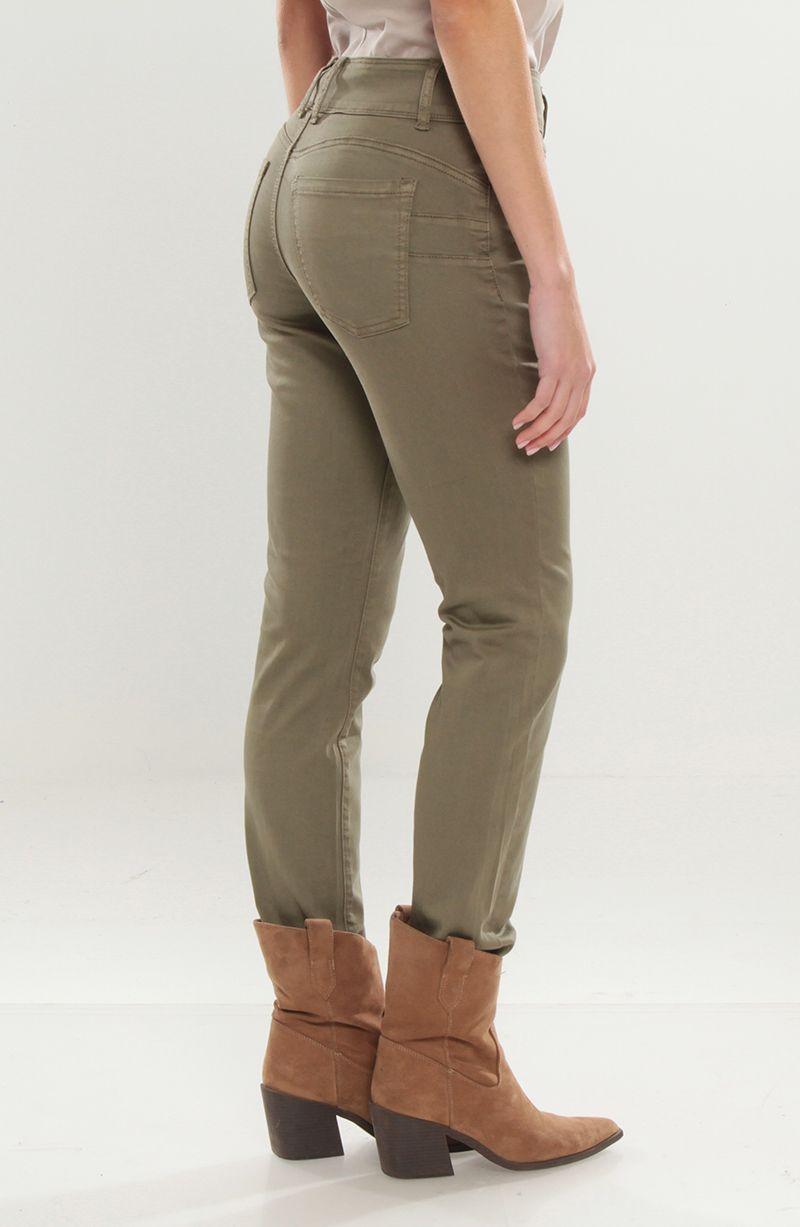 Pantalon Recto Tiro Alto Pretina Media 2 Botones Push Up-6