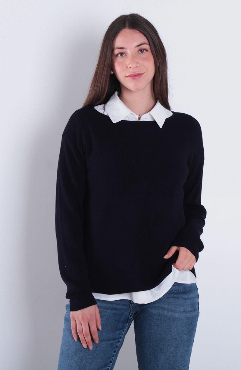 Sweater Manga Larga Escote Bote-0