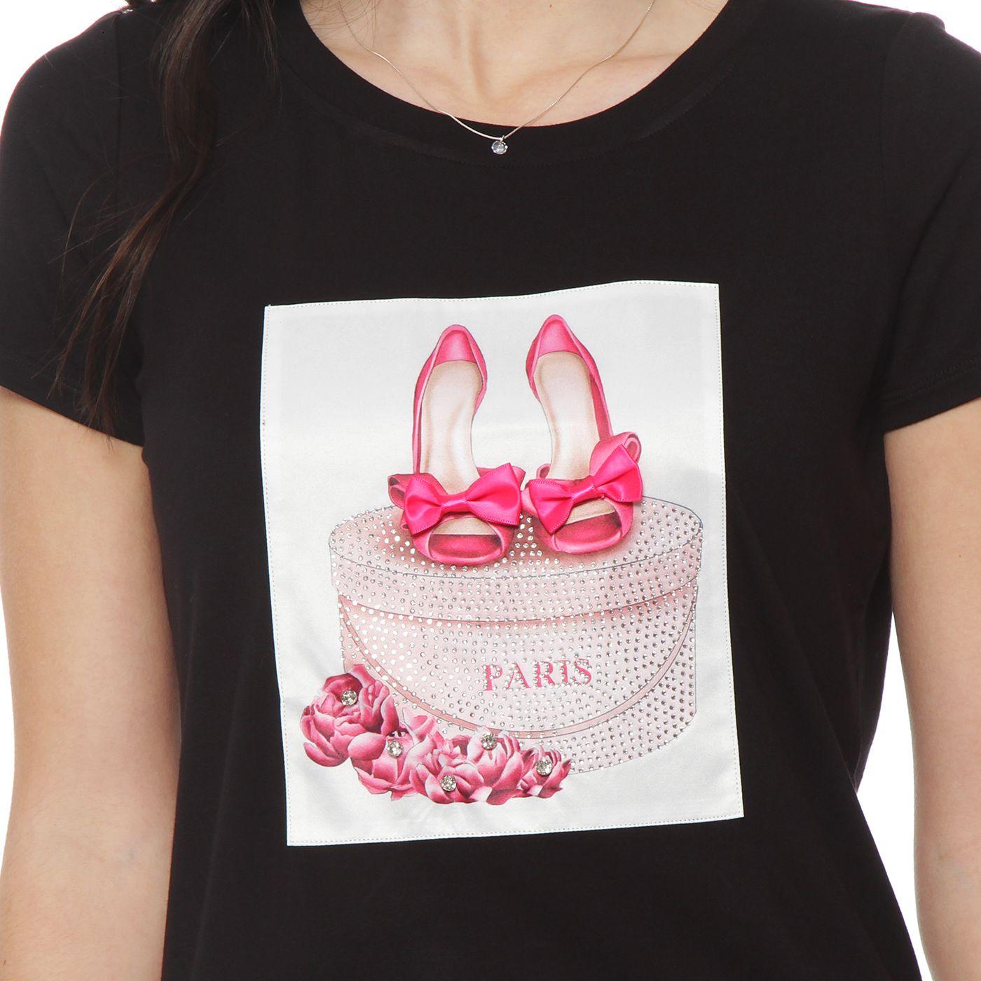 Polera Manga Corta Con   Estampado Escote Redondo-3